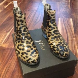 J Crew leopard rain bootie